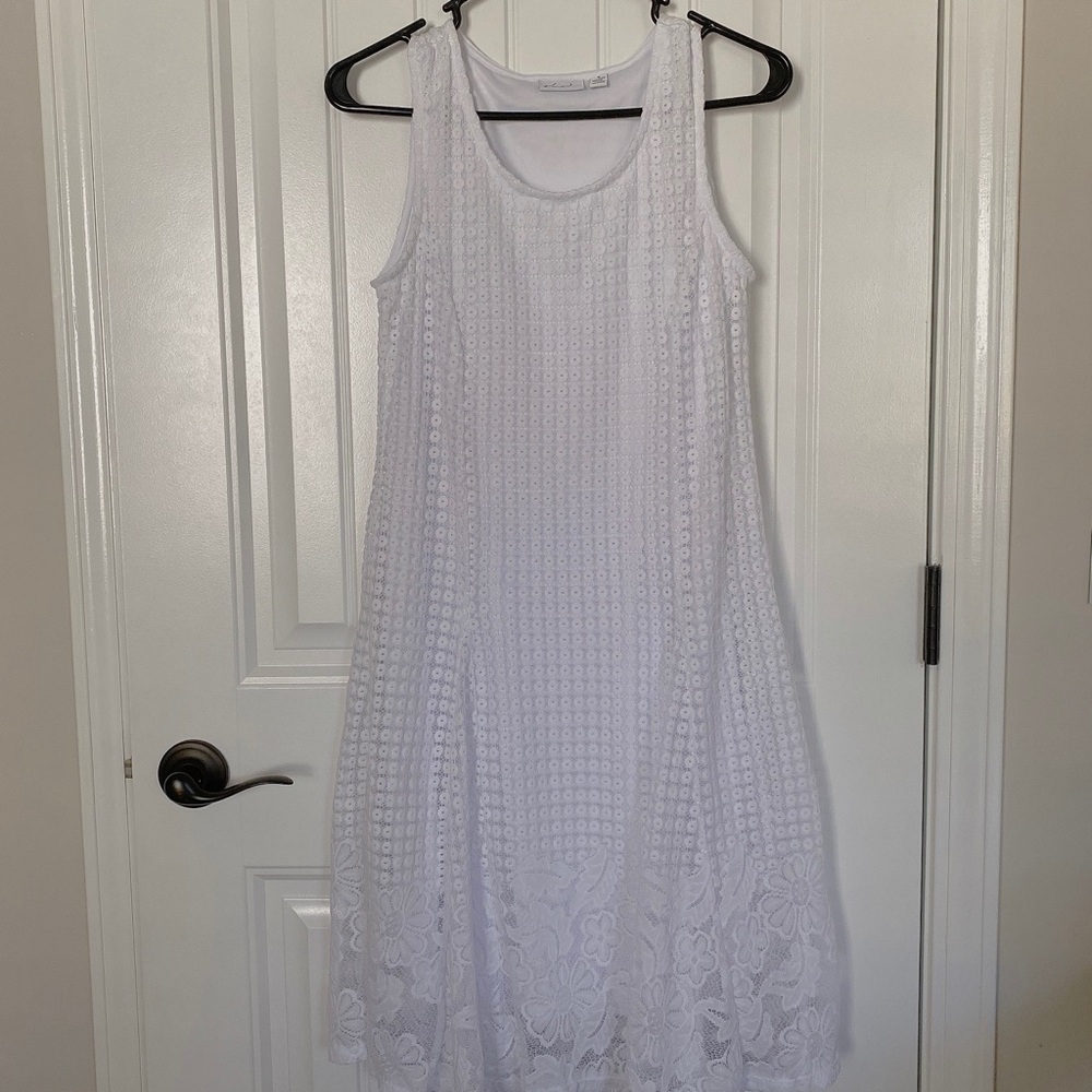 Kim Rogers white dress with lace cover size s